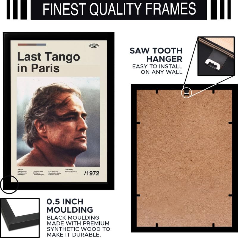 Image of BLINKART Last Tanngo In Paris Movie Poster Frame 8x12 Inch | Premium 300 GSM Paper Wall Print | Mid Century Vintage Film Artwork for Home, Bedroom, Living Room, Office | Framed Photo Decor