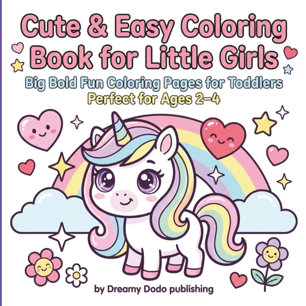 Cute & Easy Coloring Book for Little Girls: Big Bold Fun Coloring Pages for Toddlers Perfect for Ages 2–4