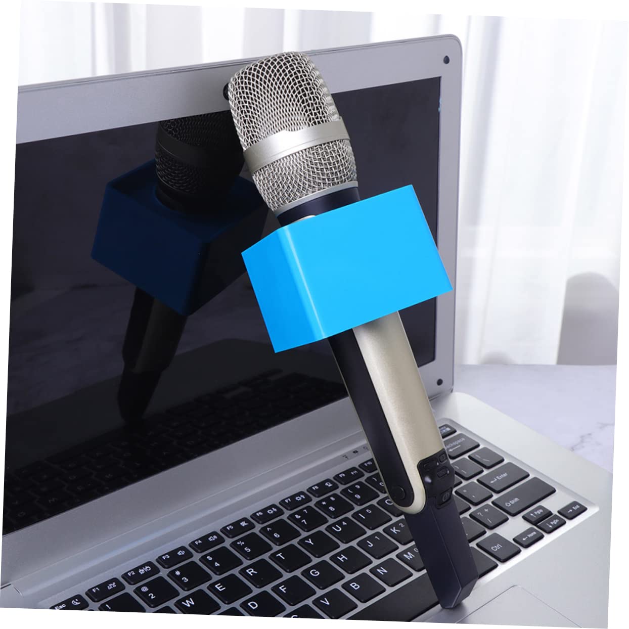 BIUDECO Square Shaped Interview Mic Microphone Logo Flag Station Abs Material Easy to Carry