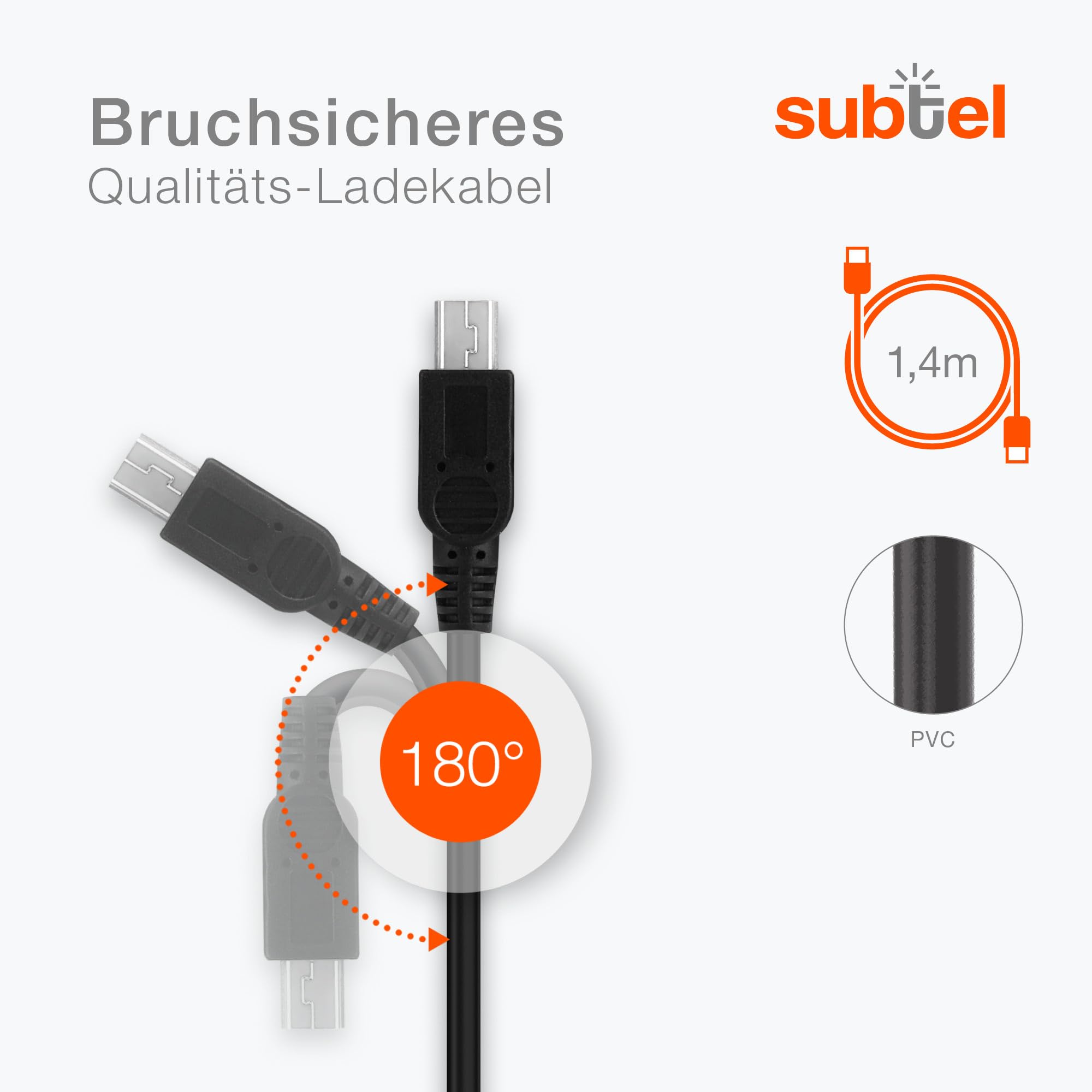 subtel GPS Ladegerät kompatibel mit Garmin Edge Drive DriveAssist DriveSmart Nüvi Oregon eTrex GPSMAP Navigator Ladekabel Mini USB Netzteil Navigationsgerät Auflader 1A / 1000mA Anschluss Stecker