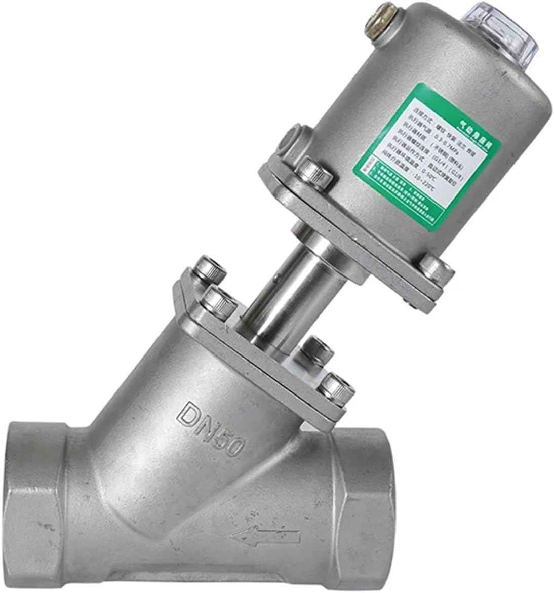 1/2 inch 3/4 inch 1inch 2 inch Stainless Steel Pneumatic Seat Valve 16bar for Steam Gas Oil Normally Closed(1",Double Acting)