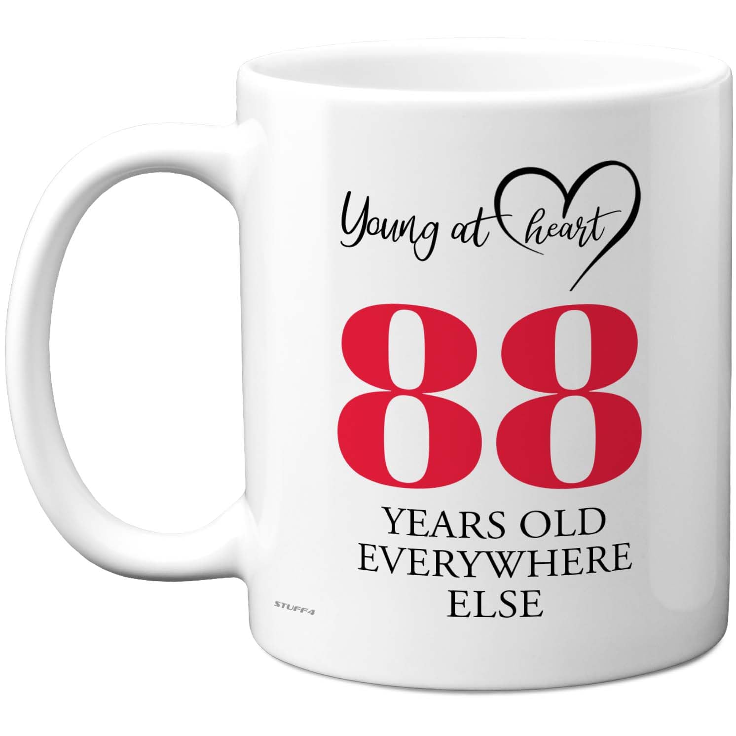 88th Birthday Gifts for Women Men, Cheeky Novelty Mug Young at Heart, Gag Joke Gifts, Perfect Funny Mugs for Eighty-Eight Eighty-Eighth Birthday Present, 11oz Ceramic Coffee Mugs