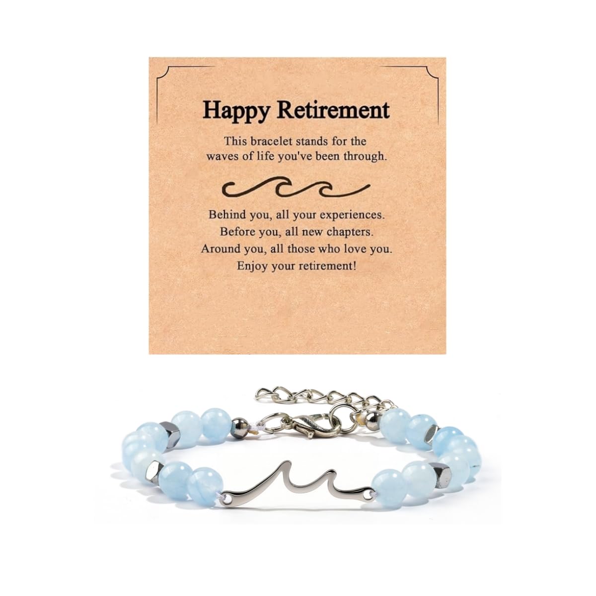 Zkacsue Retirement Gifts for Woman 2025 Coworker Leaving Gifts for Women Wave Bracelet for Retirement The Waves of