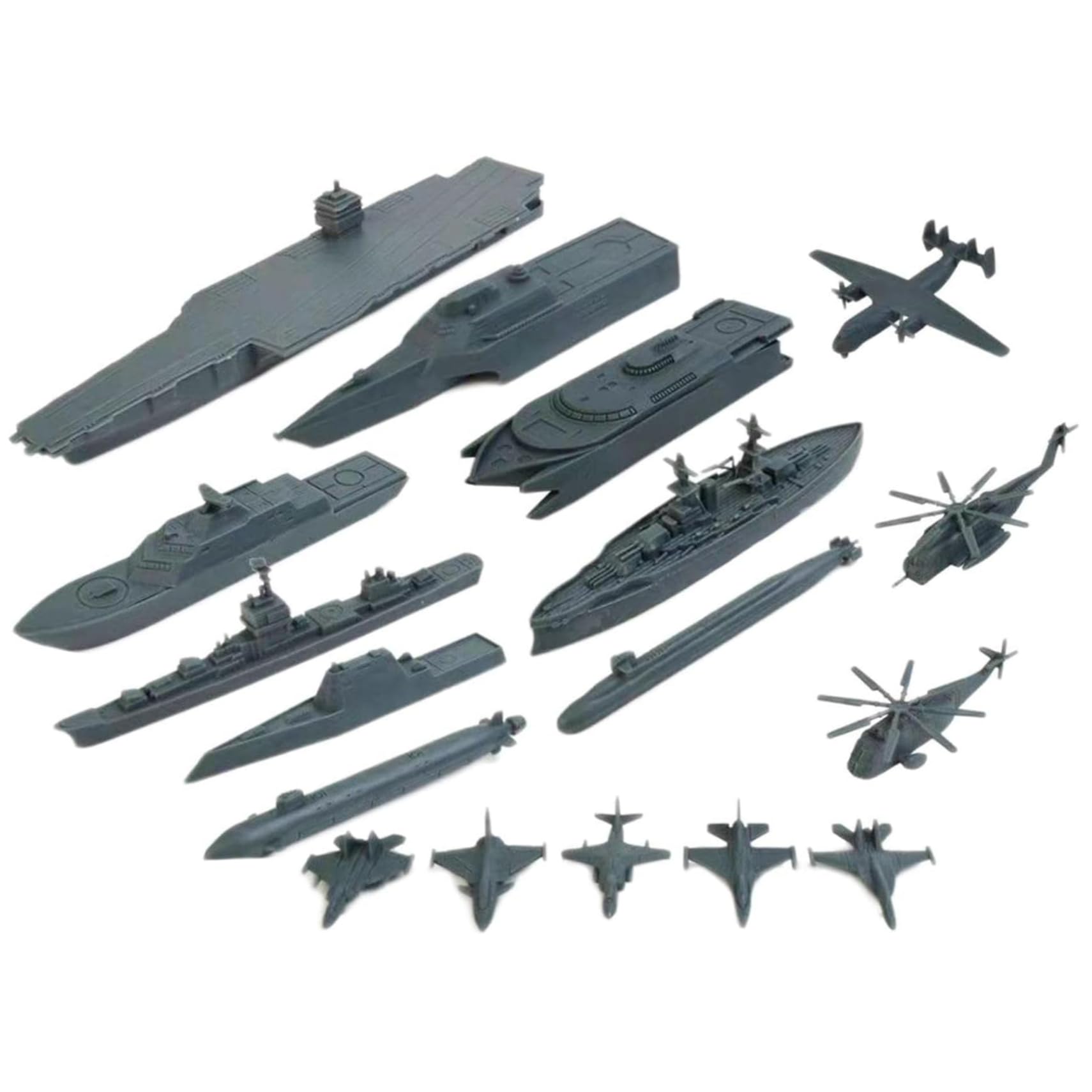 Ensemble de Jouets Porte-Avions, armée en Plastique 17 pièces avec sous-Marin de cuirassé à réaction Chasse pour Enfants garçons Filles