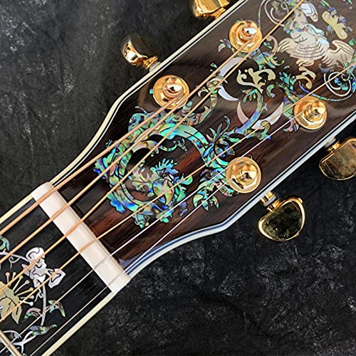 KEPOHK Guitare acoustique incrustée d’ormeau de luxe en bois massif - Les Beatles, Paul McCartney, John Lennon, RIngo Starr, George Harrison KEPOHK Guitare acoustique incrustée d'ormeau de luxe en bois massif – Image 4