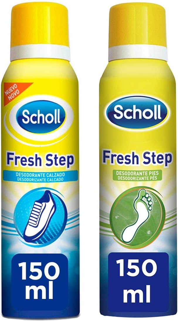 Scholl Desodorante Spray Calzado Fresh Step + Scholl Desodorante Spray Pies Fresh Step Anti-transpirante - elimina el olor y mantiene tus pies y zapatos frescos 2x150ml