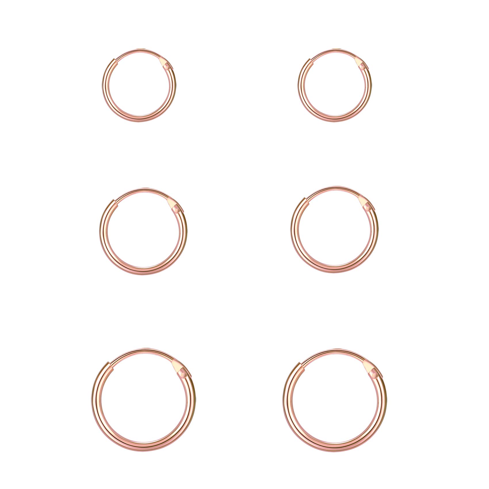 EPIRORA Silver Hoop Earrings- Cartilage Endless Small Hoop Earrings Set for Women Men, 3 Pairs of Hypoallergenic 925 Sterling Silver Tragus Earrings