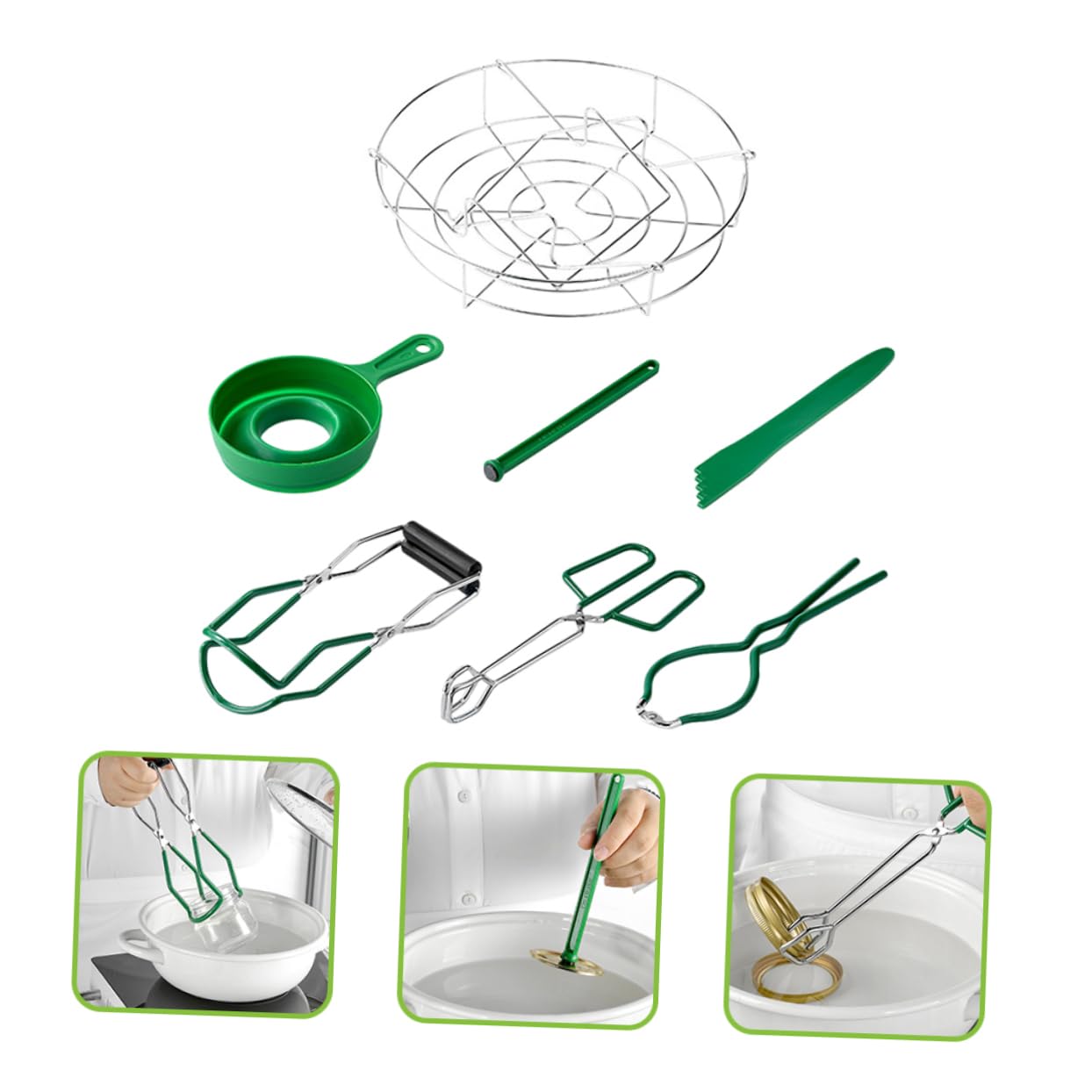 DECHOUS 7stücke Einmachgläser Mit Deckel -konserven-Set Konserven-Rack Einmach-Trichter Glasheber Werkzeugset Für Einmachzubehör