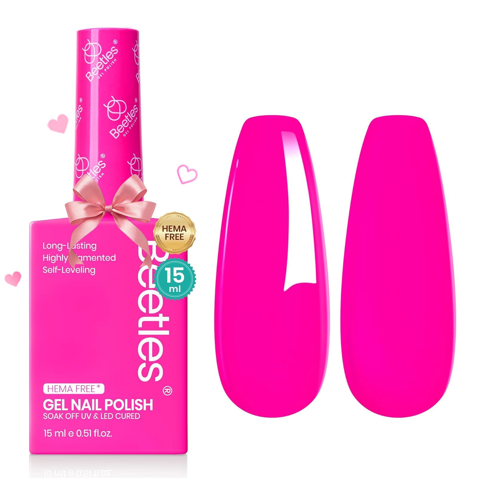 Amazon.com: Beetles Neon Pink Gel Nail Polish - Neon Whispers Hema
