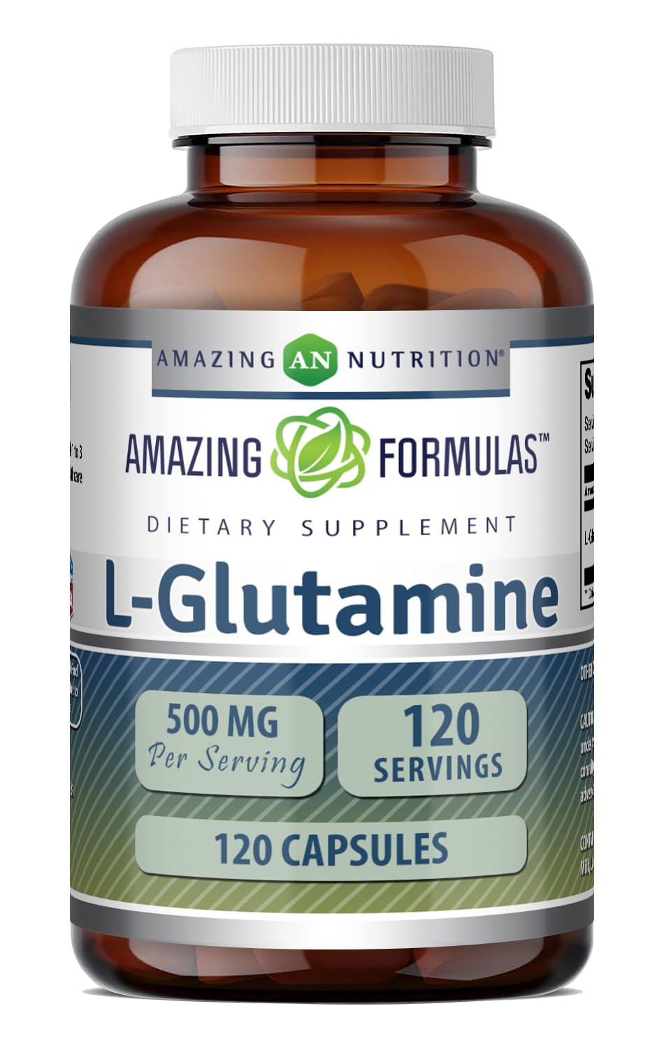 Amazing Formulas L-Glutamine Amino Acid Supplement | 500 Mg | Capsules | Non-GMO | Gluten-Free | Made in USA (1 Pack | 120 Count) Unflavored 120 Count (Pack of 1)