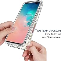 Vista 4 de Funda para Samsung Galaxy S10 Plus, Samsung S10+ SM-G975U con protector de pantalla de vidrio templado, bonito patrón floral transparente, funda