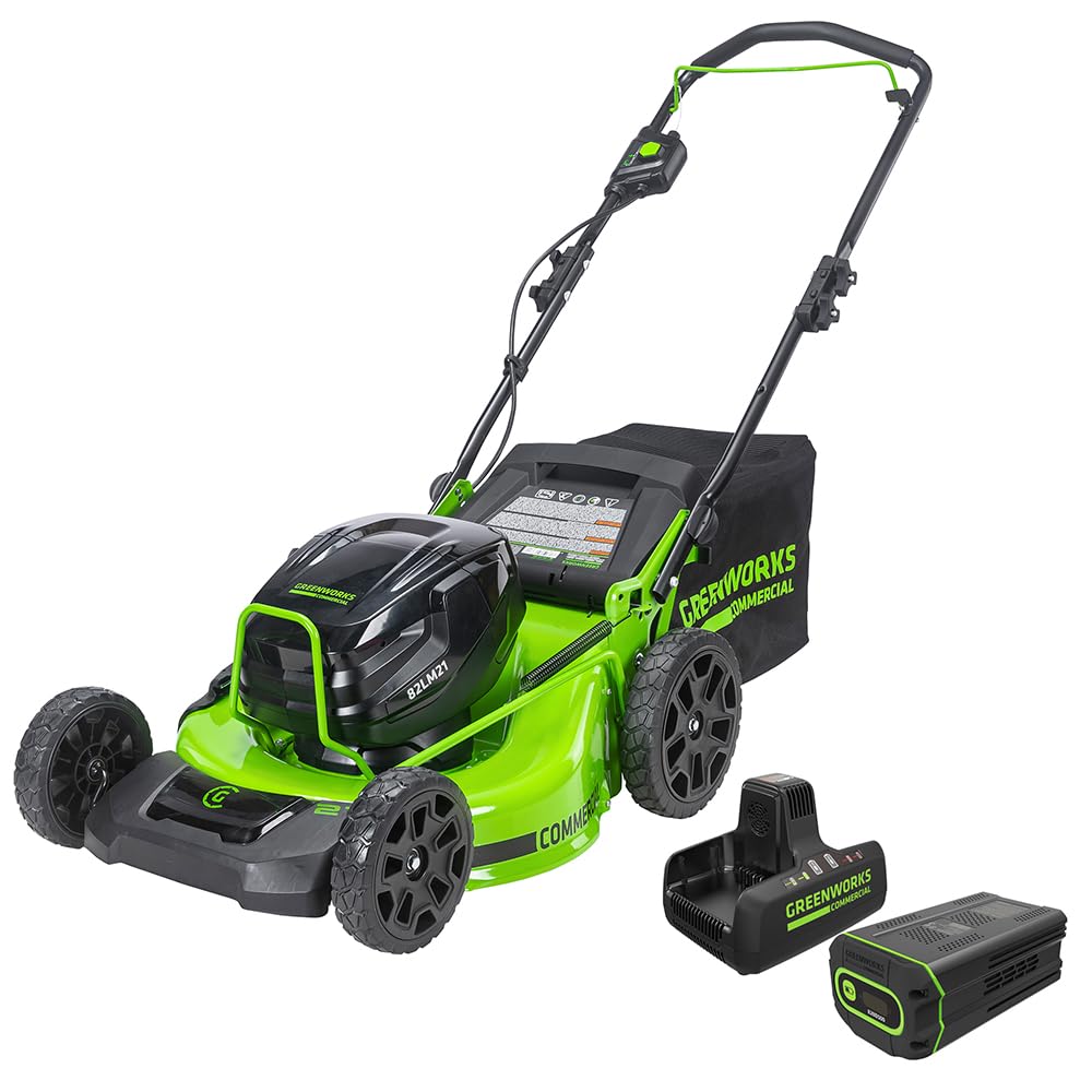 Greenworks 82V 21in Push Lawn Mower, 5.0 Ah Battery and Charger