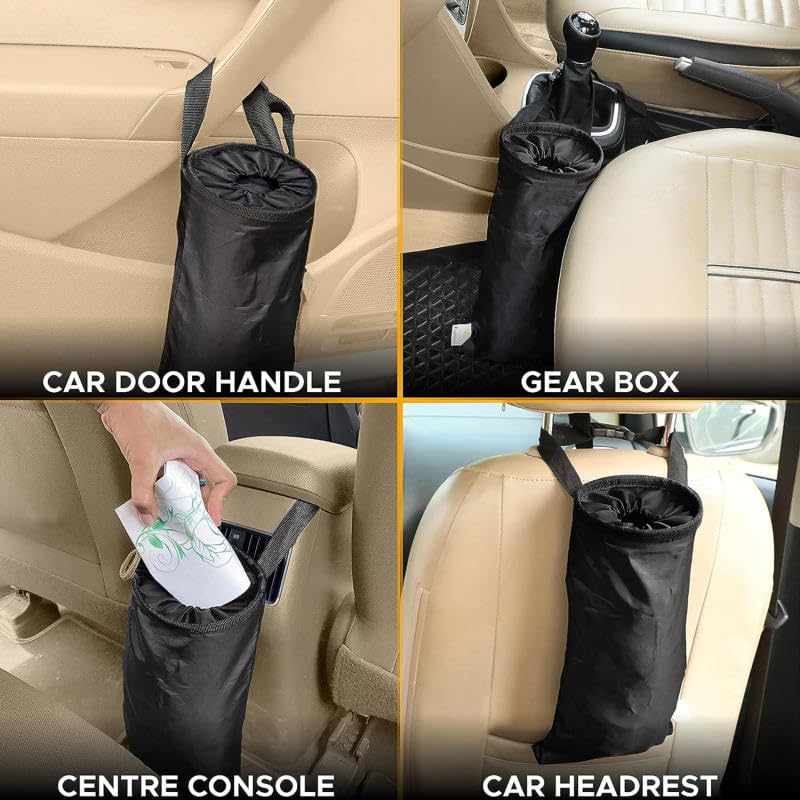Black Multifunctional Car Mounted Suspended Garbage Bins Foldable Portable Storage Bag Vehicles Backrest Storage Bag