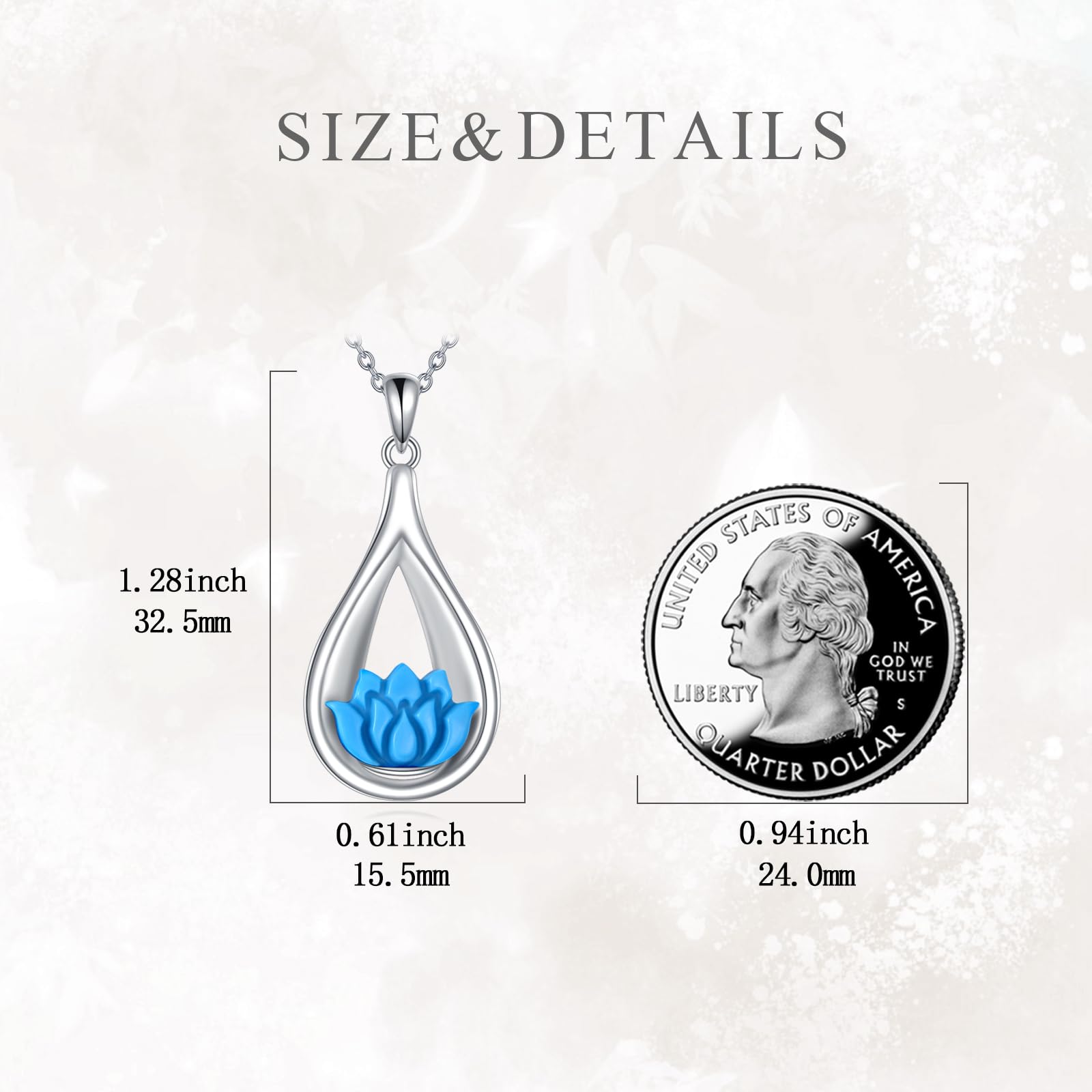 VONALA Lotus Türkis Halskette Träne Blau Yoga Blume Anhänger Schmuck Geschenk für Frauen Geburtstag Weihnachten
