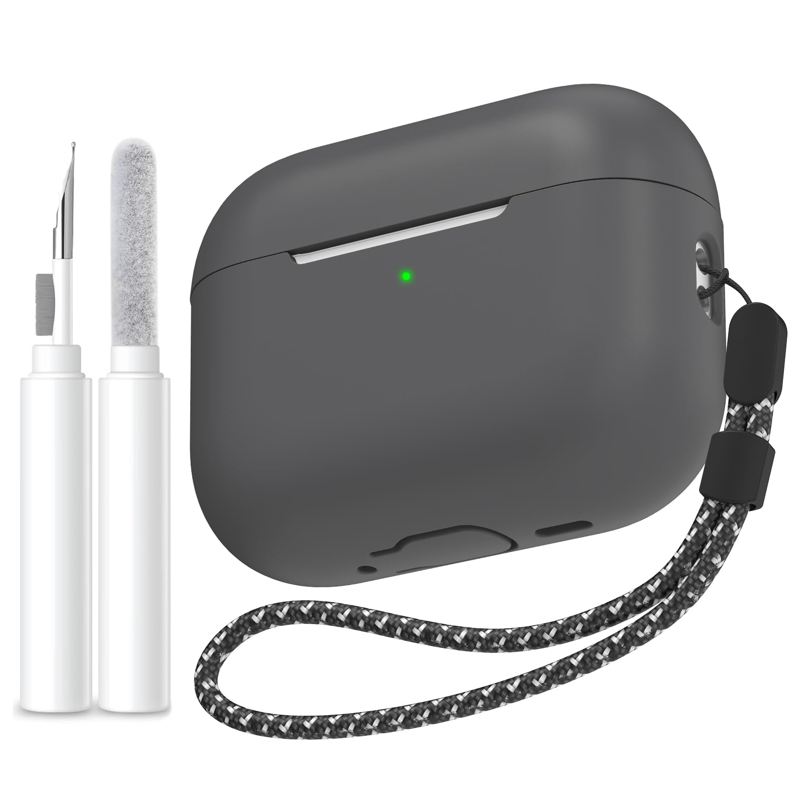 AhaStyle Hülle für AirPods Pro 3 (2025) Mit Reinigungsstift Weiche Silikon AirPods Pro 3. Generation Case Mit Handschlaufe Vollständige Stoßfeste Schutzhülle für Apple AirPods Pro 3. Gen