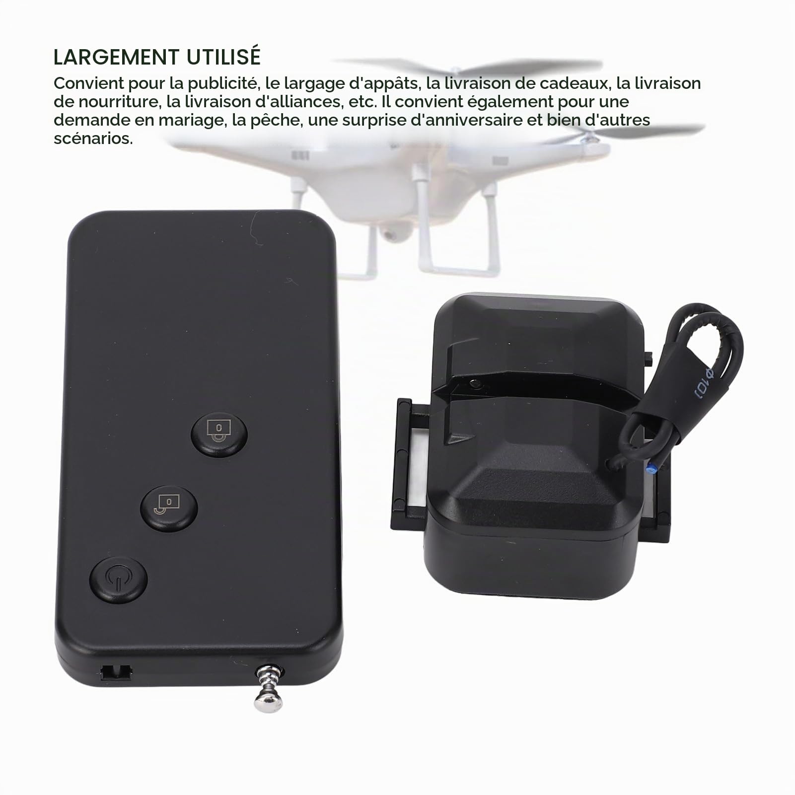 Dilwe Système de Largage Airdrop, Lanceur de Drone Léger avec Télécommande, USB, Une clé, Conçu pour Divers Drones