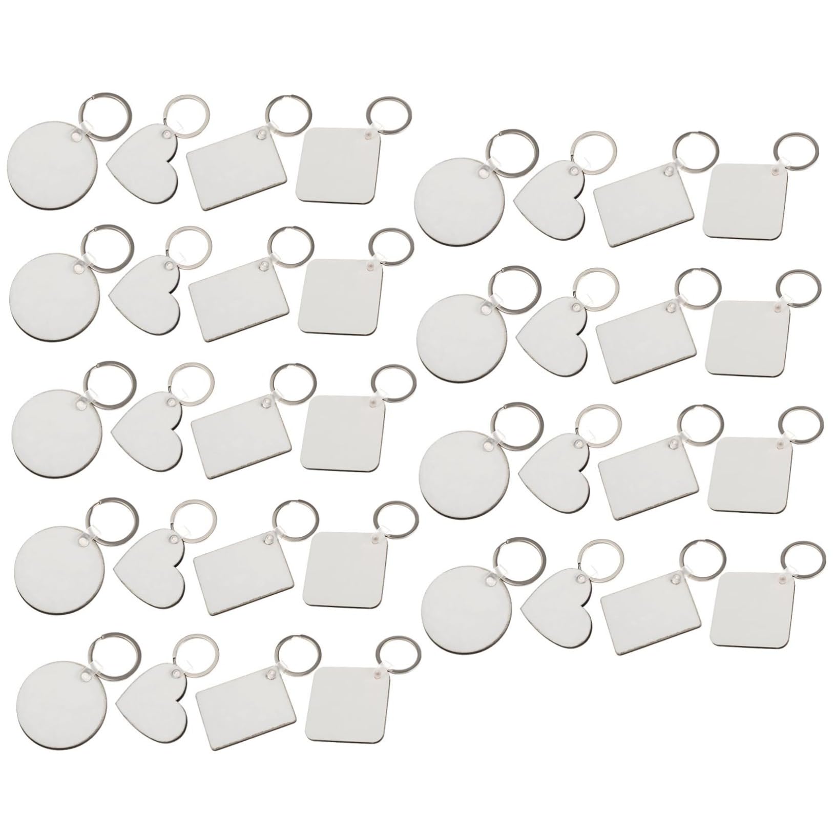 PLAFOPE Llavero en Blanco para Sublimación DIY de Mdf Anillo de Plata, Paquete de 36 Piezas Personalizables para Crear Llaveros Únicos en Festivales y Cumpleaños