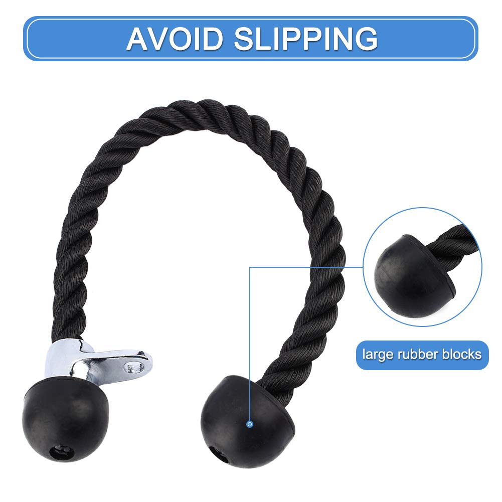 Jiuzcare Trizepsseil 70cm - Nylon Fitness Seil Mit Metallhaken Für Krafttraining