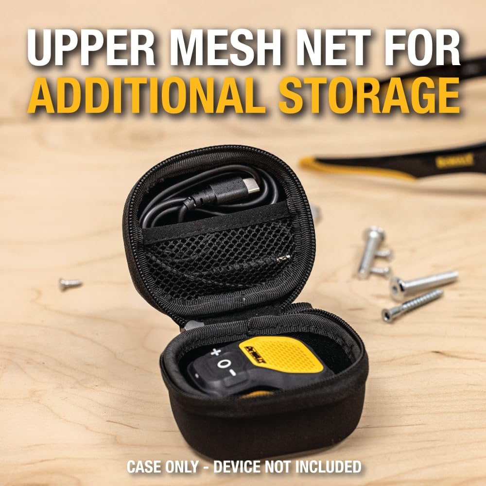 DEWALT Heavy Duty Protective Headphone Case for TWS Earbuds & Wearable Speaker, Compact Lightweight w/EVA Headphone Case Hard Shell, Shockproof, Water-Resistant, Soft Interior & Accessory Mesh Pocket - Image 6