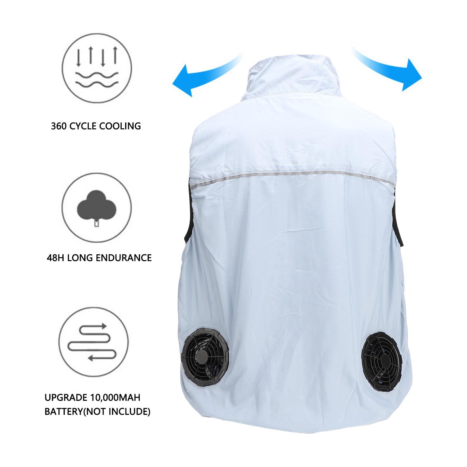 Chaleco de Refrigeración con Ventilador Eléctrico, Ropa de Trabajo con Aire Acondicionado de Verano para Hombres y Mujeres, Traje de Ventilador Alimentado por USB (XL)