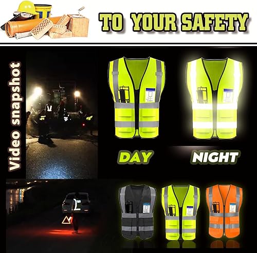 Miniatura 2 de YOWESHOP Chaleco de seguridad de alta visibilidad reflectante con bolsillos y cremallera personalizado su logotipo ropa de trabajo de seguridad