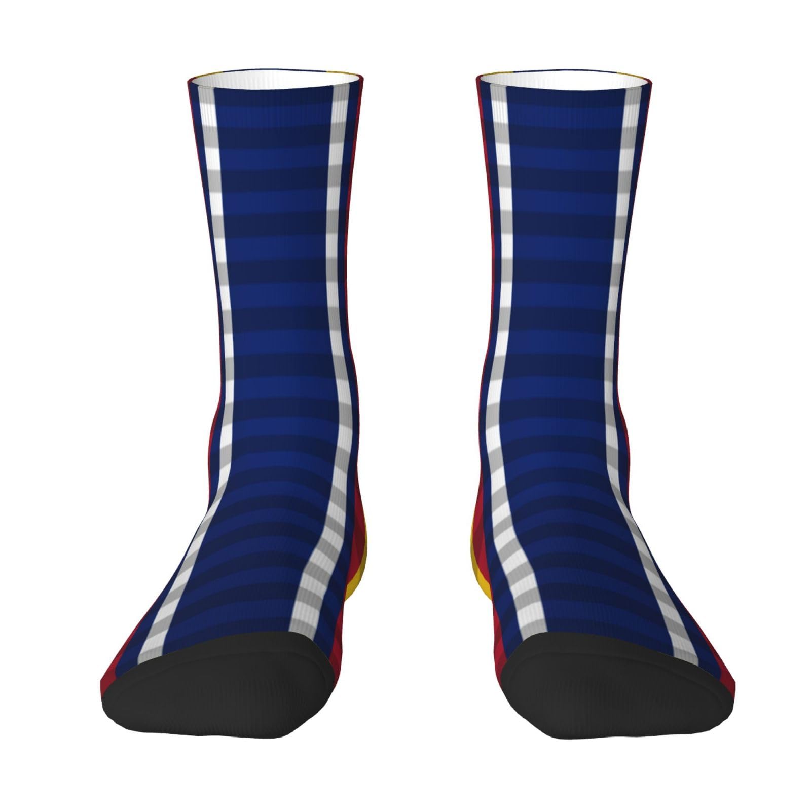 SIYTUAU Global War On Terrorism Service Medal Ribbon Socks For Women Men Cushion Athletic Crew Socks Casual Wicking Socks