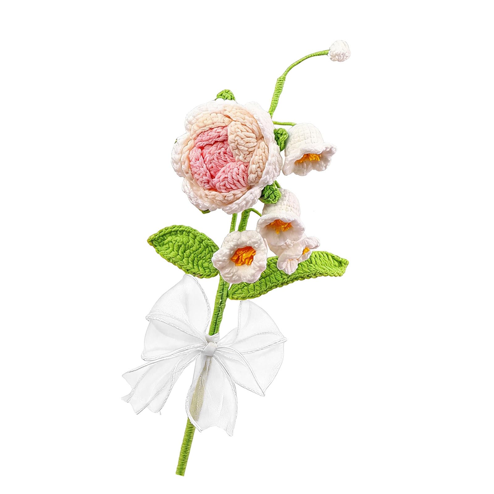 Limtula Delicate Wool Rose and Lilys Bouquet Portable Decoration for Any Occasion Flexible Thread Flower Arrangement