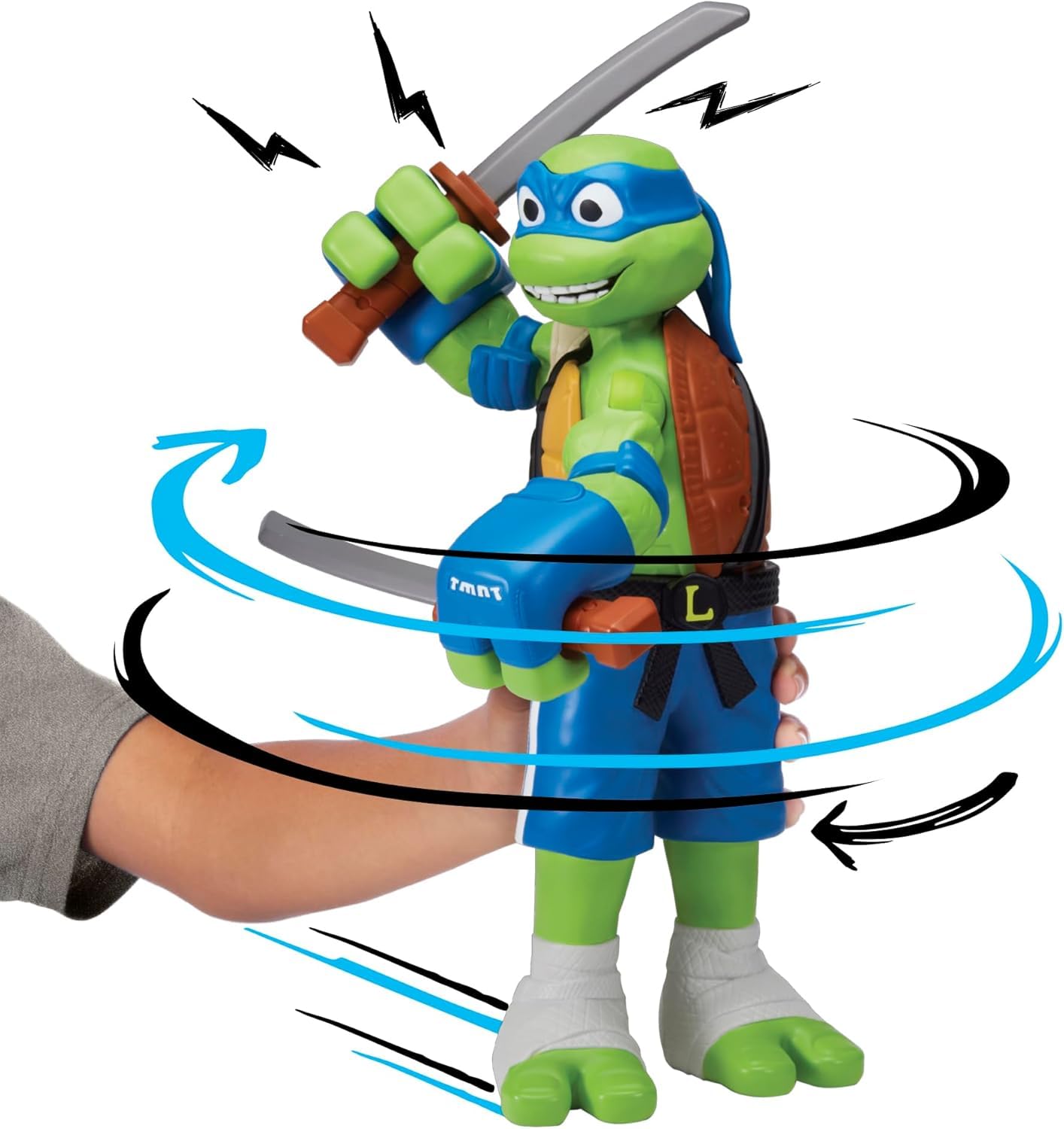 Giochi Preziosi -Leonardo Tortugas Ninja Caos mutante Rolling Punch, Leonardo Personaje Gigante 30 cm con Fución Combate y Arma Incluida, para Niños a Partir de 4 Años