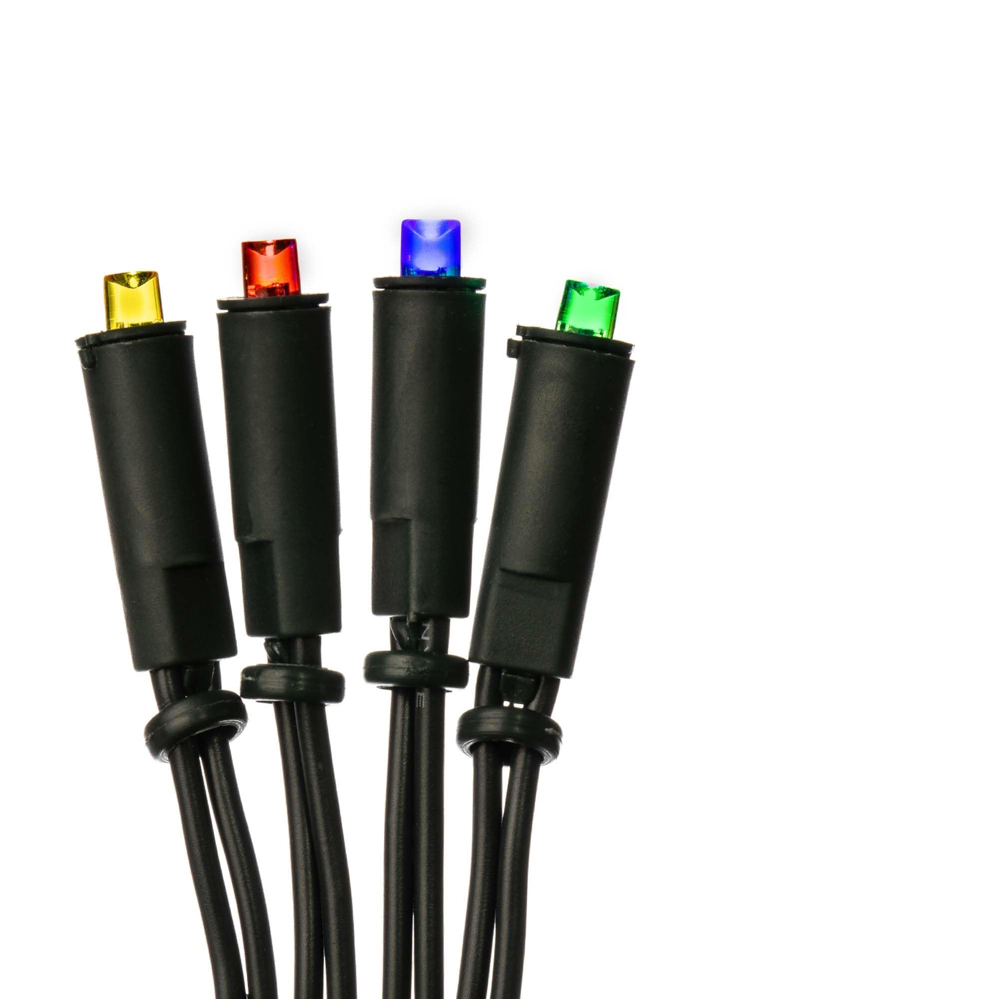 hellum LED-Lichterkette innen, 220V strombetrieben Lichterkette bunt 100er LEDs, beleuchtete Länge 1435m, Kabel grün Wohnzimmer Dekoration Weihnachtsbaum IP20 Stecker für Innen 150339