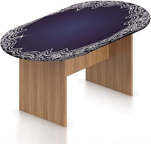 Mantel ovalado ajustable de poliéster elástico retro, mantel de mesa ajustable con estampado vintage de cristal, se adapta a mesas ovaladas de hasta Mantel ovalado ajustable de poliéster elástico retro, mantel de mesa ajustable con estampado vintage de cristal, se adapta a mesas ovaladas de hasta