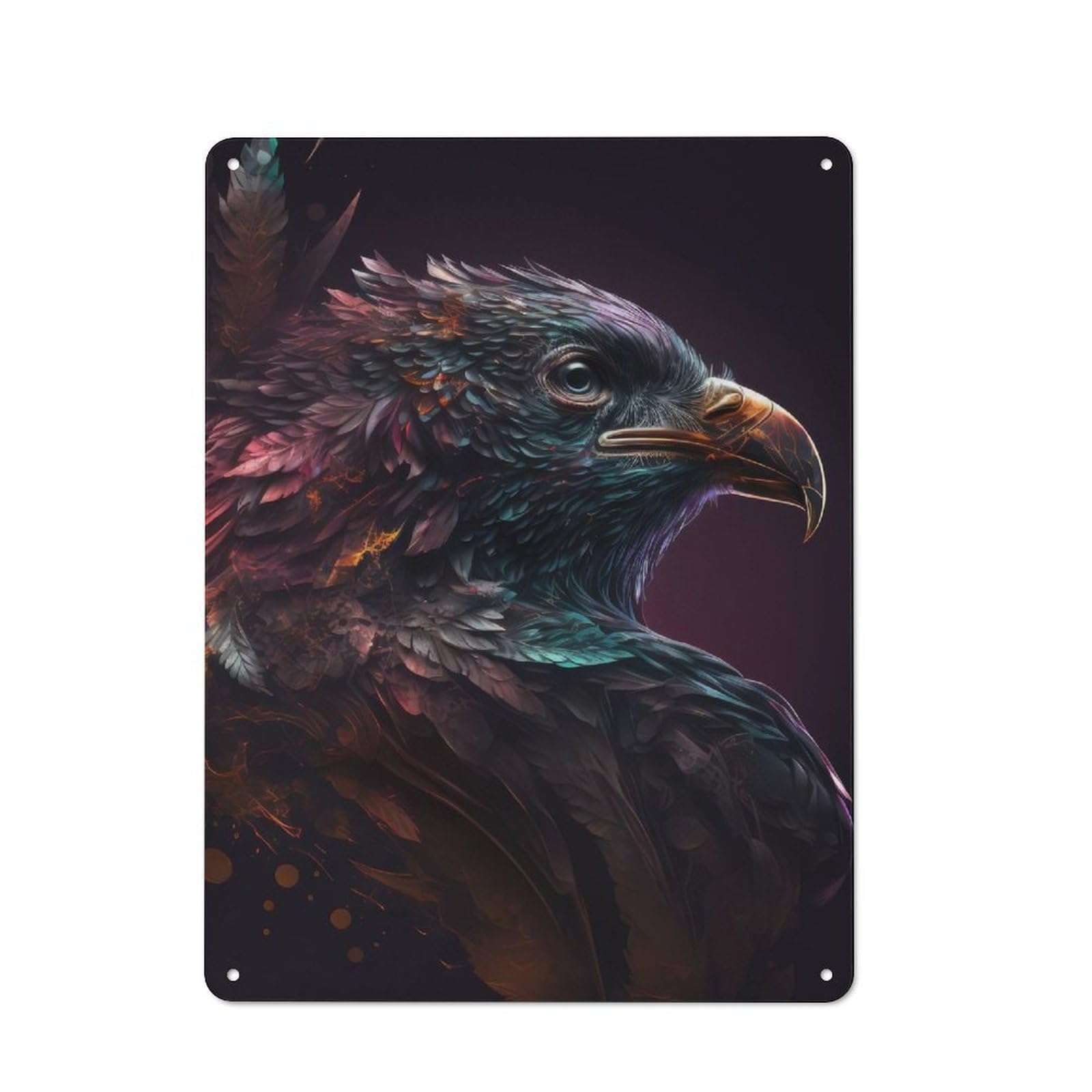 Junmoney Royal Birds 4 Metal Wall Sign 40X30cm, Loft Style Urban Room Decor For Flat, Bar, Studio Or Gallery Wall