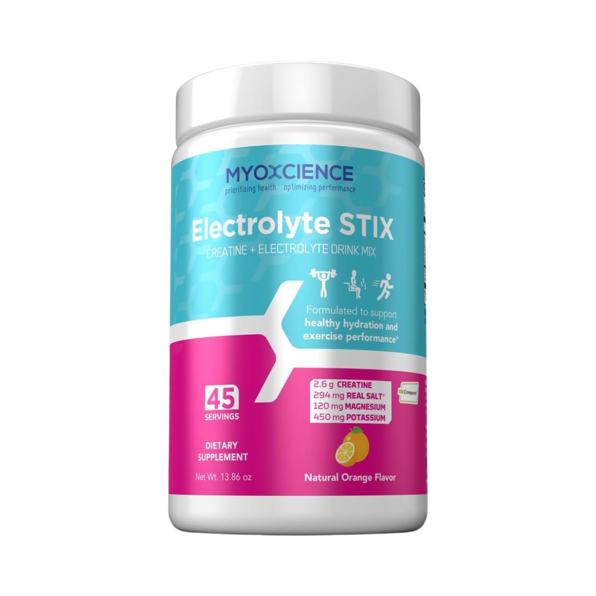 MYOXCIENCE Electrolyte STIX | Natural Orange Flavor | 45 Serving Jar