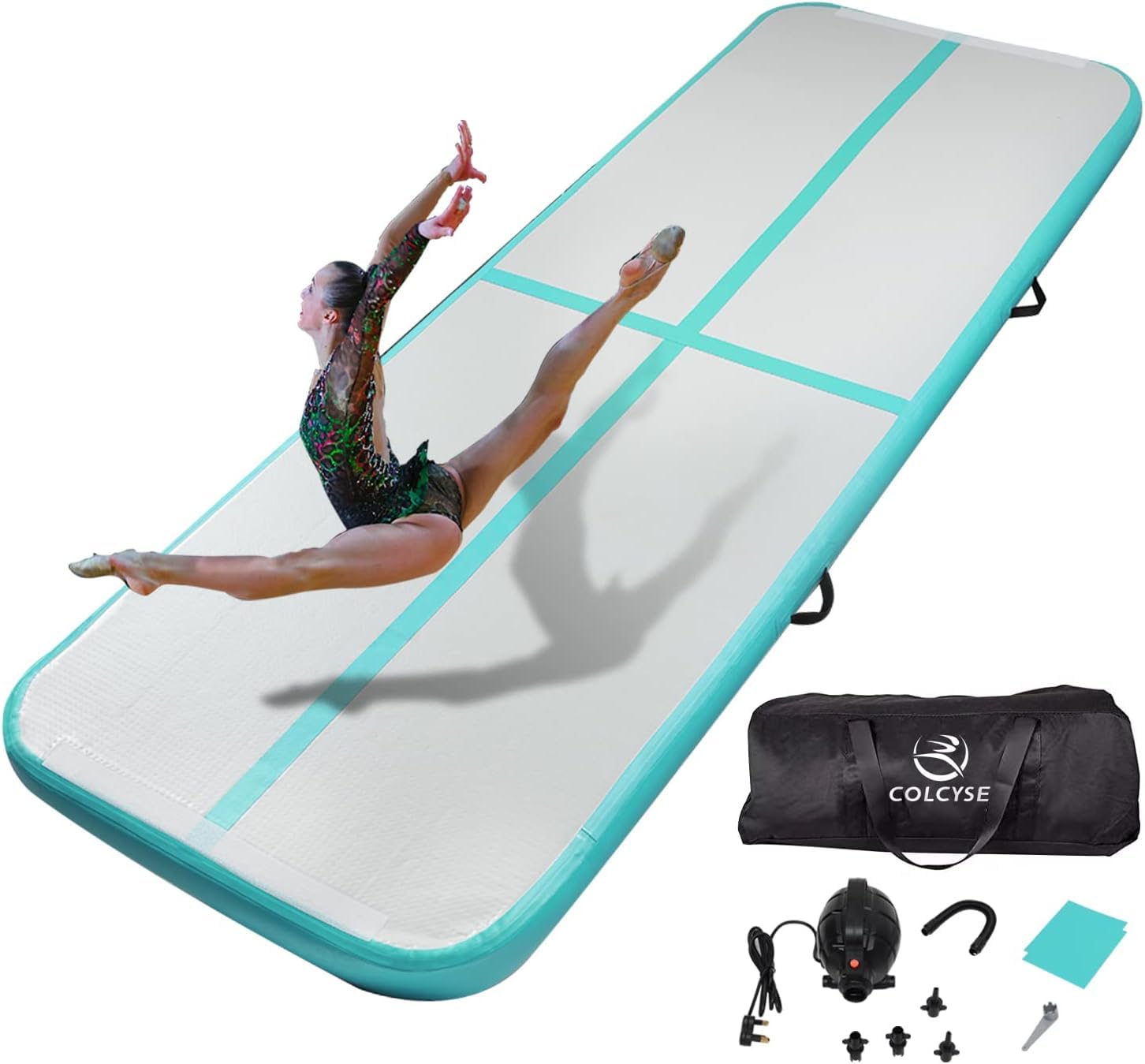 Air Mat, Track Tumbling Mat, 3/4/5/6 m Aufblasbare Gymnastikmatte, Gym Mat, Turnmatte & Fitnessmatte – Tragbar, Training zu Hause, im Freien & Camping
