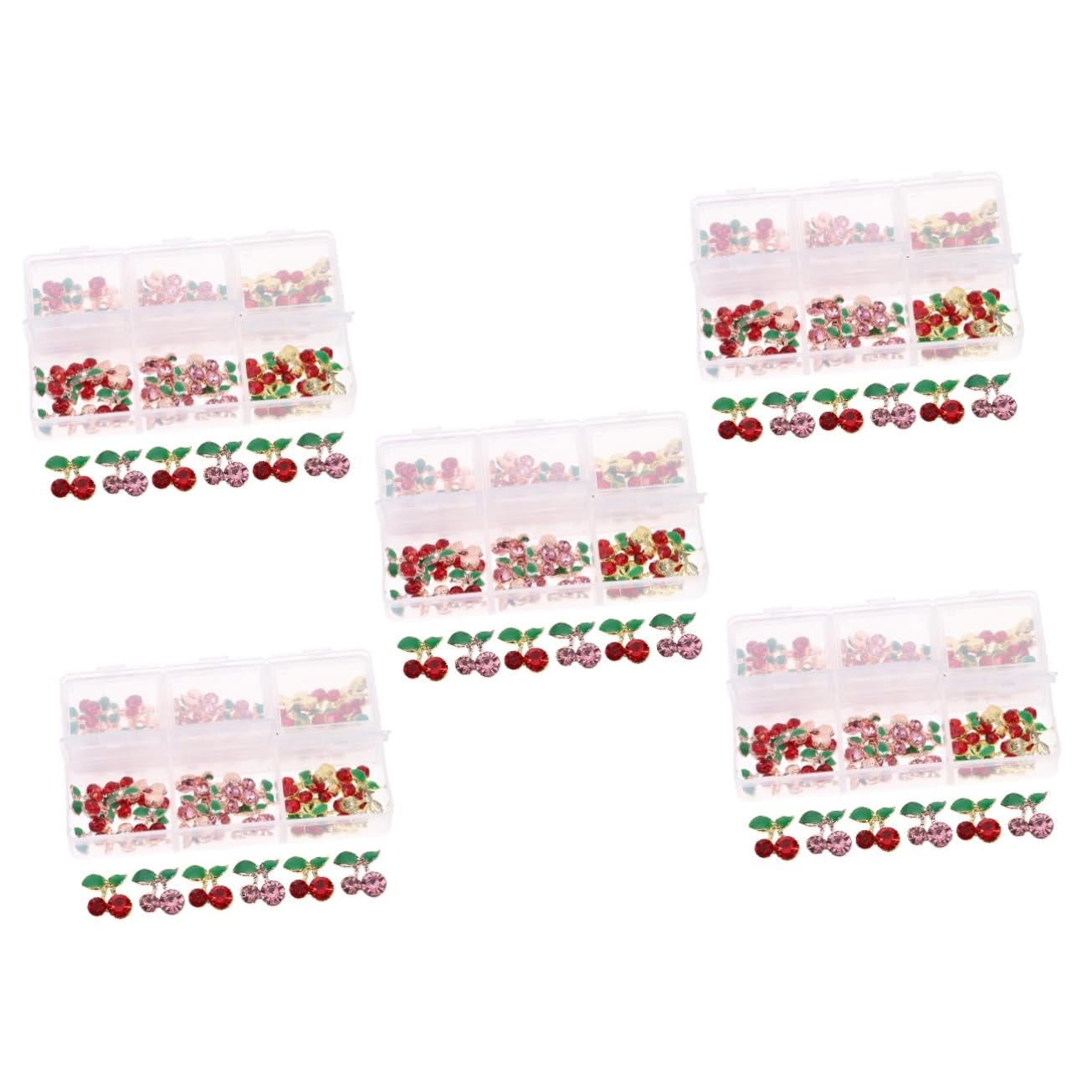 Mipcase 300pezzi Charms Per Unghie Con Ciliegie e Strass Decorazioni Per Nail Art Accessori Eleganti Per Donne e Fai Da Te Per Unghie e Crafting