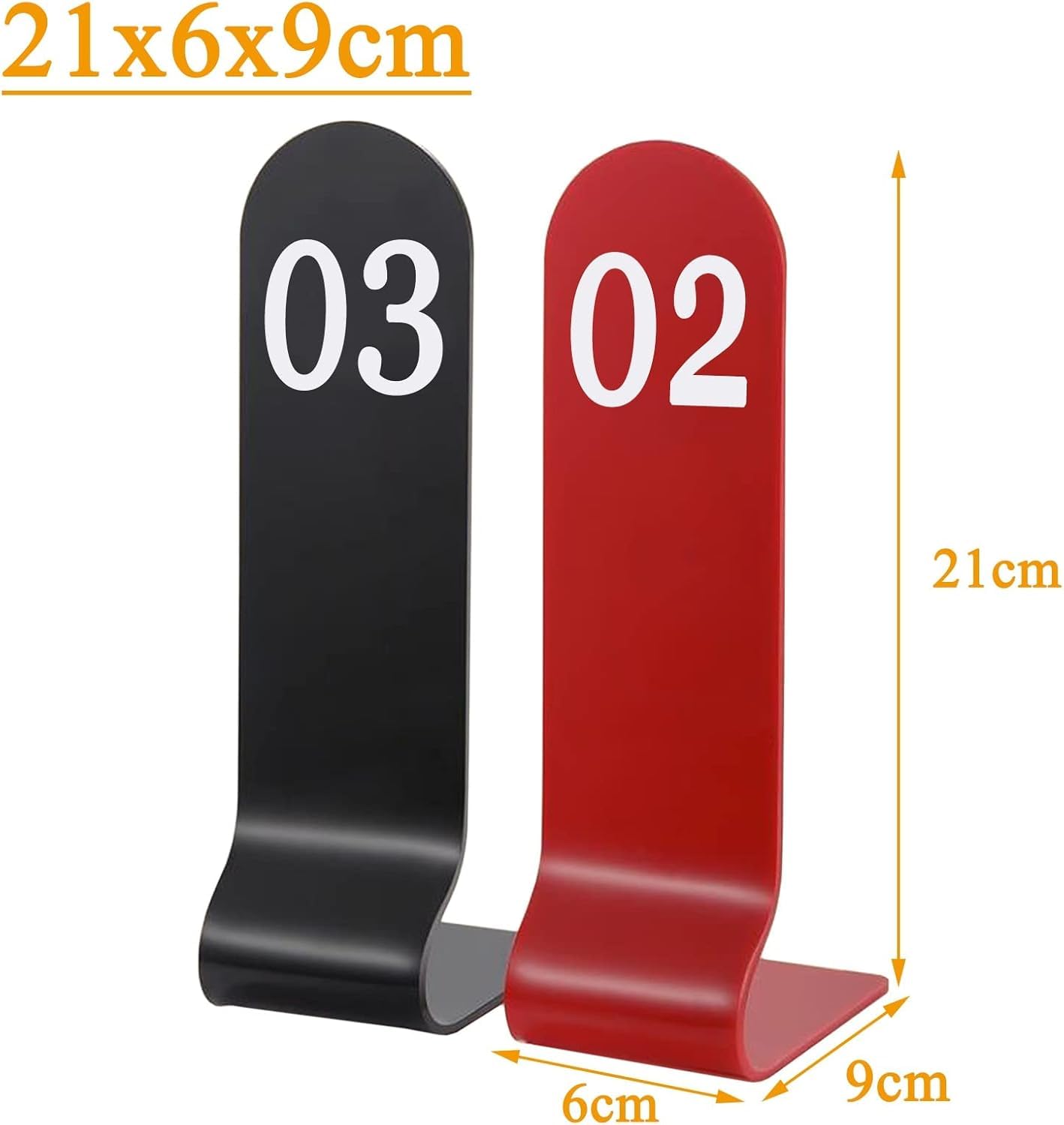 Tabliczki z numerami stolików w stylu namiotowym, Dwustronne akrylowe numery stołów czarno-czerwone 1-10 i 1-20(Black,1 to 20)