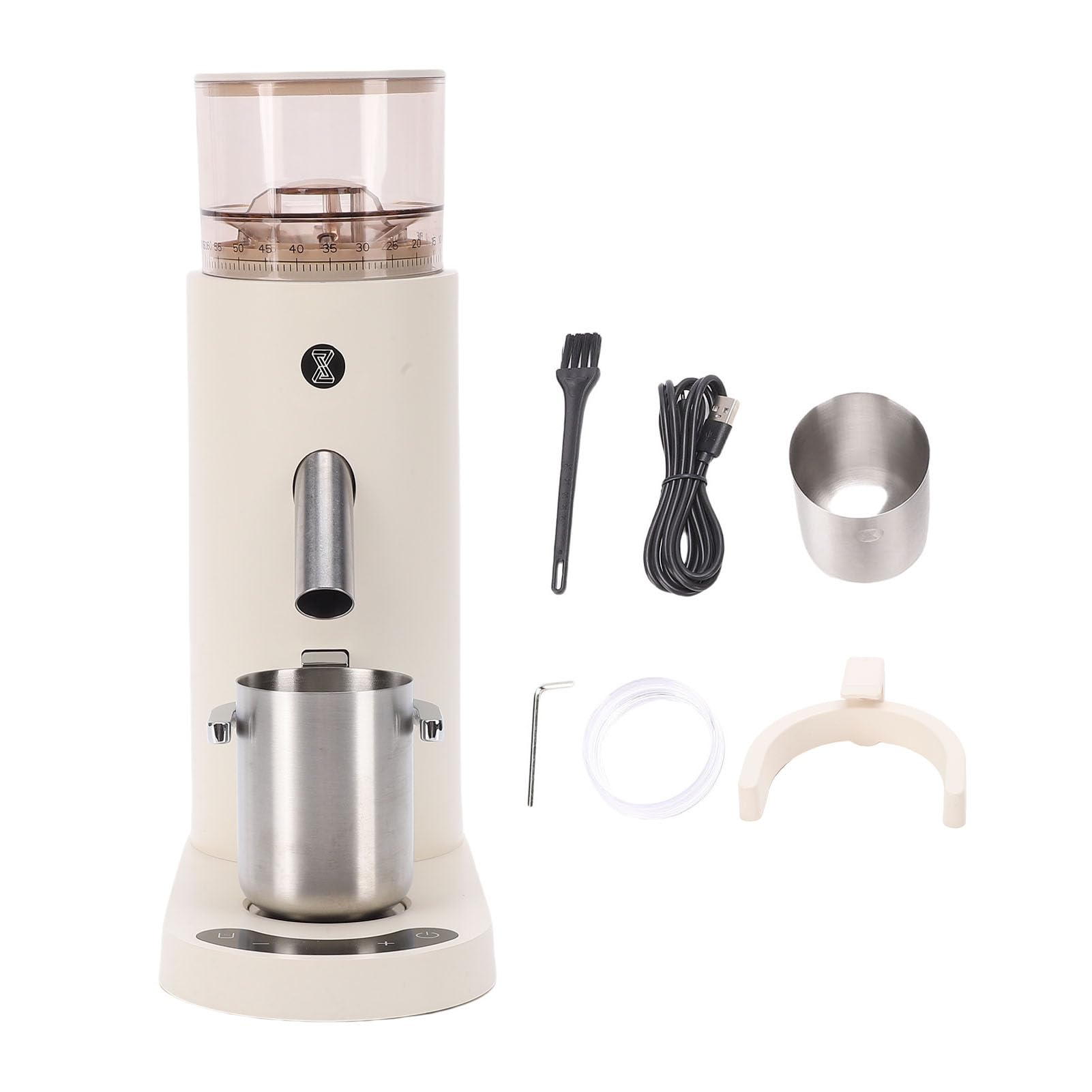 Electric Coffee Grinder, 2600mAh Rechargeable Anti Static Coffee Bean Grinder with 60 Grind Settings Memory Function for Home Use Cup Portafilter (685 Apricot)