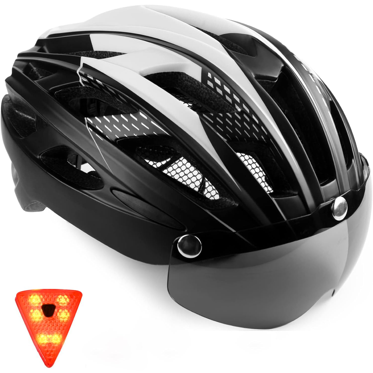 Casco da Bici da Uomo, KINGLEAD Casco da Bici con Luce Casco da Adulto con Visiera Magnetica Casco da Bici MTB, Casco da Bici da Strada Leggero Regolabile (KL-19)