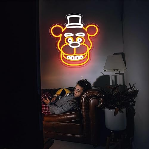 Miniatura 3 de AHlove Five Nights at Freddy'sfnaf Freddy - Letreros de neón para decoración de pared, luces LED de neón para dormitorio, cumpleaños, regalos de
