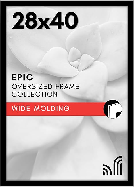 Americanflat 28x40 Poster Frame with Polished Plexiglass - Black Picture Frame - Wide Photo Frames Made of Engineered Wood for Vertical or Horizontal Wall Display - Epic Collection - Black