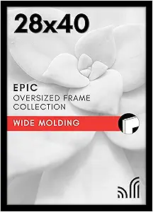 Americanflat 28x40 Poster Frame with Polished Plexiglass - Black Picture Frame - Wide Photo Frames Made of Engineered Wood for Vertical or Horizontal Wall Display - Epic Collection - Black