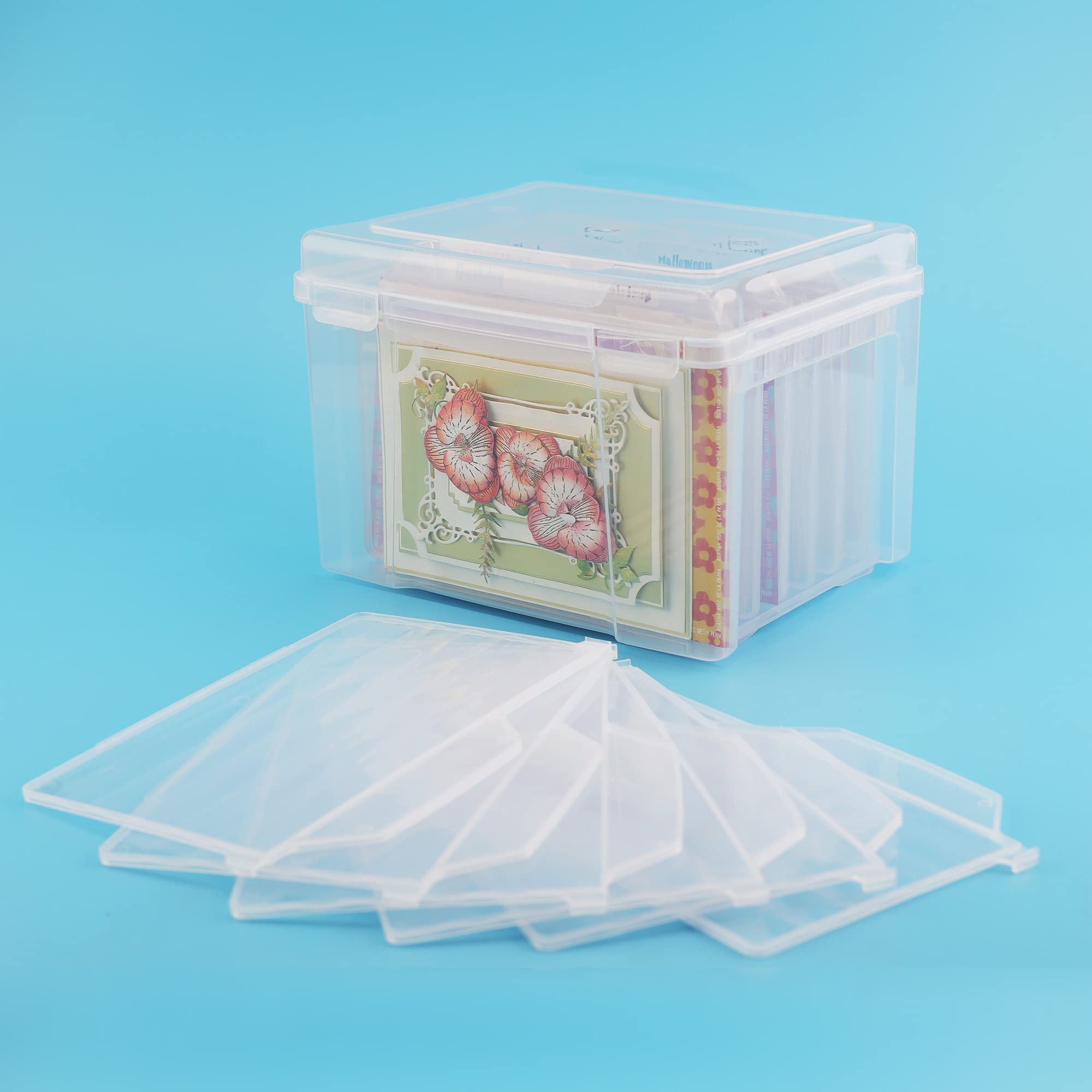 Greeting Card Storage & Organizer Box with 6 Coloful Removable Dividers for Holiday Birthday Get