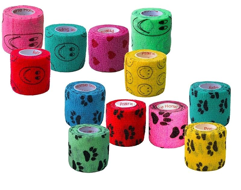 Faixa autoadesiva elástica para bandagem e primeiros socorros Prairie Horse Supply – 24 rolos Paws & Patterns