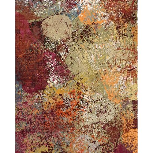 Tapete decorativo moderno Abstracto 8'x10' rojo y naranja miniatura 5