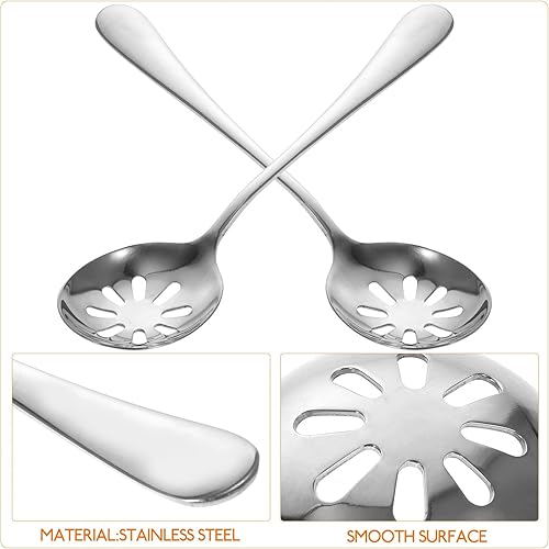 Miniatura 5 de Luxshiny 2 cucharas de servir, cucharas ranuradas, cucharas perforadas, utensilios de servir de acero inoxidable, cuchara de buffet para bufé, lata,