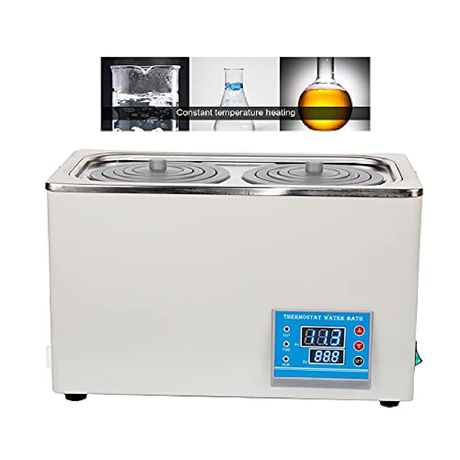 Bagnomaria da Laboratorio Digitale, Bagnomaria Termostatico con Aperture Selezionabili Acciaio Inossidabile 304 Risoluzione 0,01 ℃ Bagnomaria Elettrico A Temperatura Costante per Laboratorio Commerci