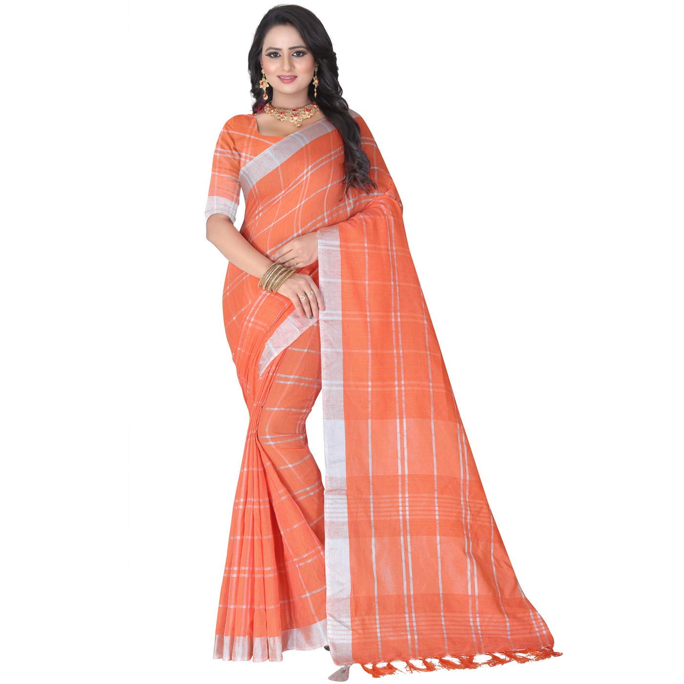 RIVAN FASHIONWomen's Lilian Chax Saree (Orange)