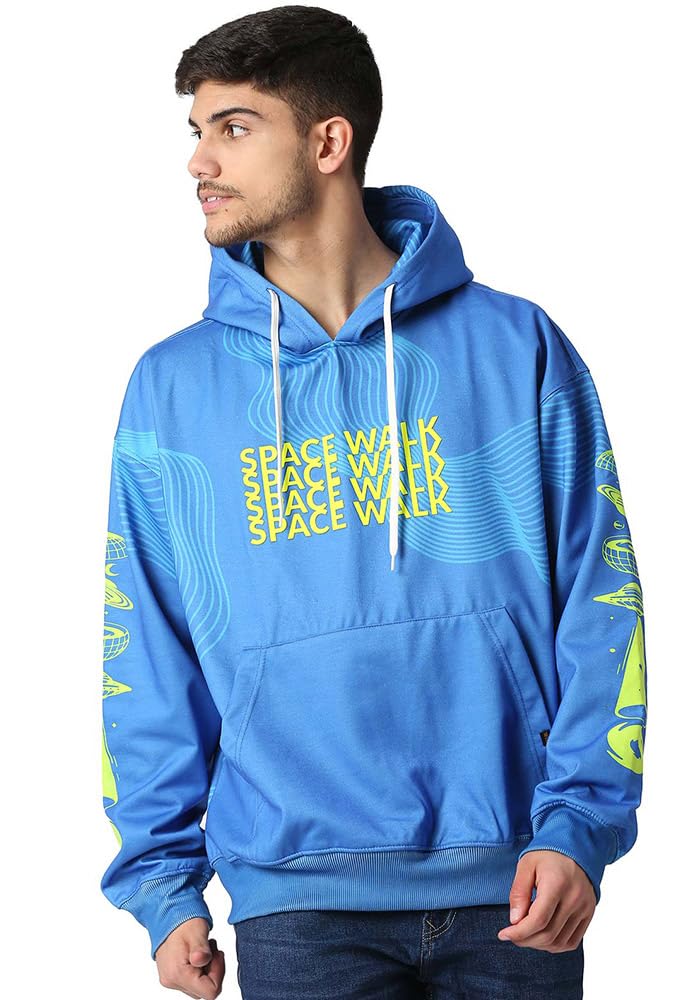 wear your opinion Men's Oversized Kangaroo Pocket Hoodie (Design: Space Walk)-picture-32