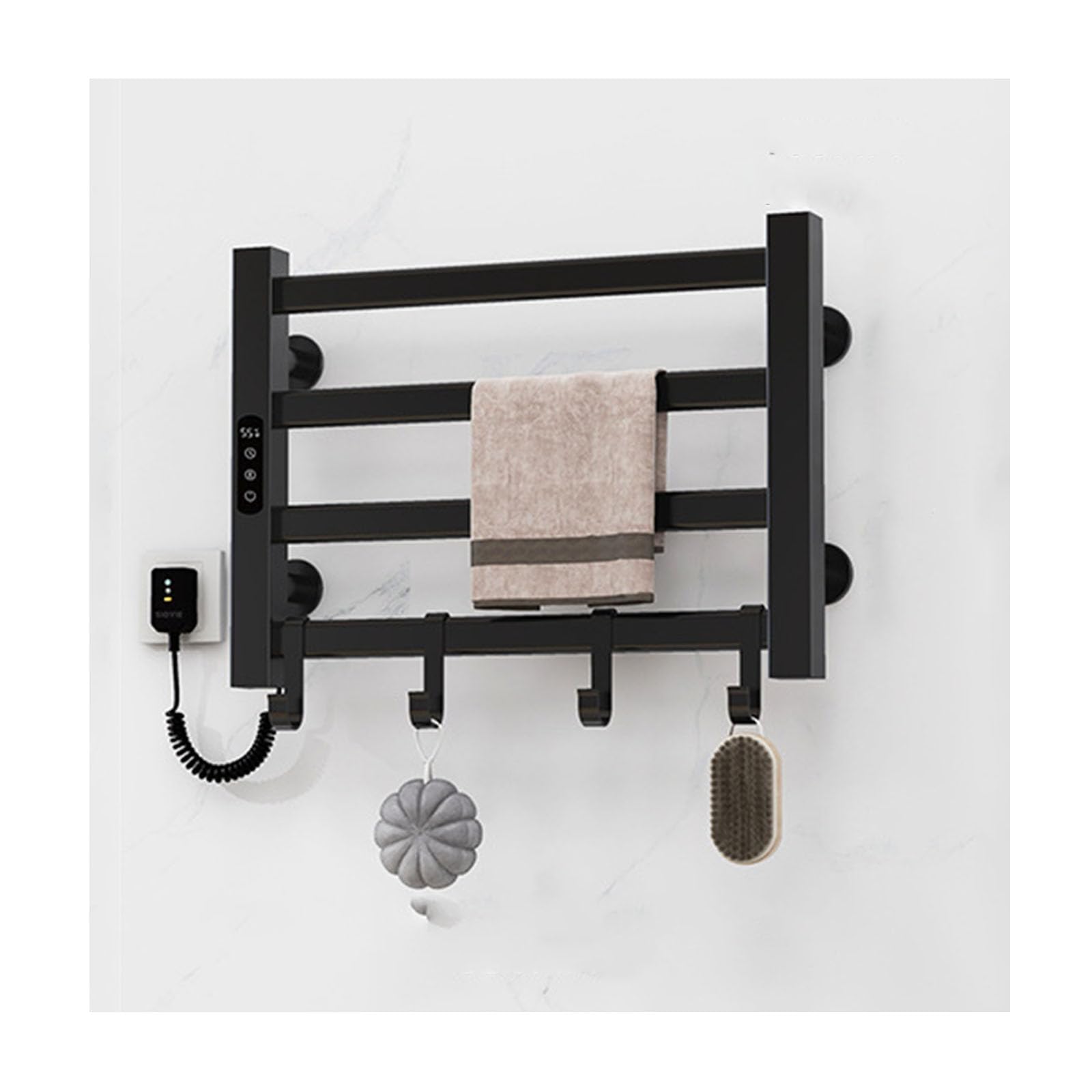 Scaldasalviette a Parete, scaldasalviette con Spina, 5 Barre per Bagno, scaldasalviette a Risparmio energetico con Timer