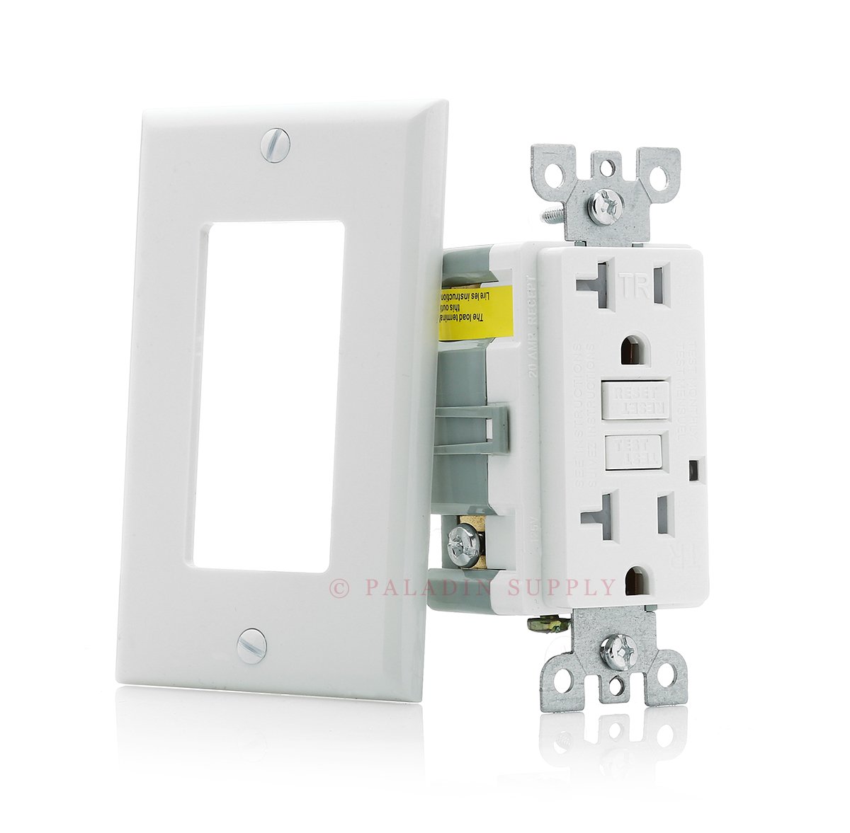 Paladin 20A Tamper Resistant GFCI GFI Receptacle Outlet w/Wallplate & LED Indicator - UL Certified, White, 20 Amp 125v (10 Pack)