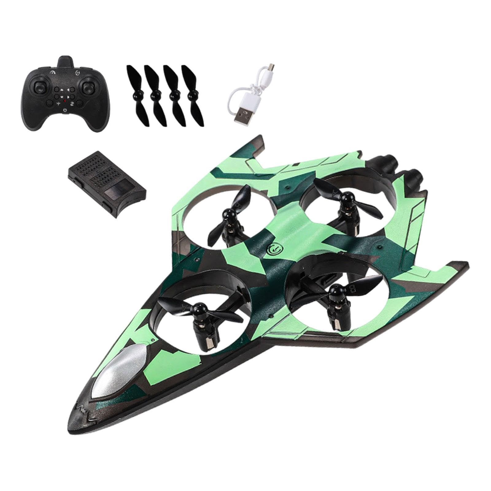 Milageto Avión Teledirigido con Fijas Avión RC de Planeador Fighter Control Remoto 2.4G y Flips 360° Hecho en PP Fuerte y Liviano, Verde